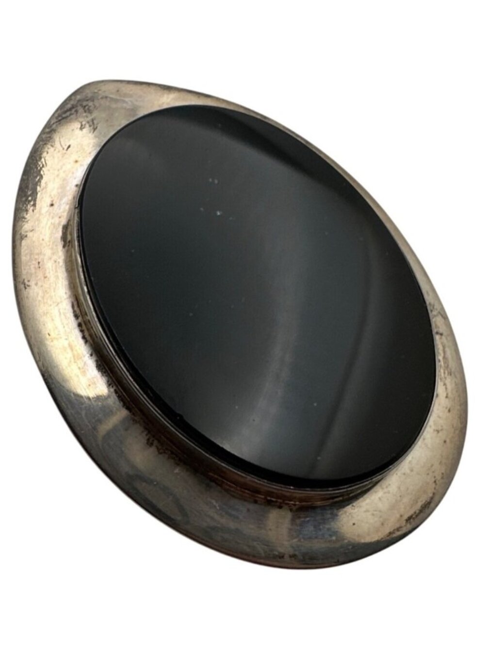 Rustic 70s Taxco Black Stone Sterling Pendant Brooch Combo Cabochon Vintage